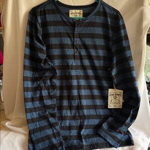 Royal Knights Men's Navy Striped Long Sleeve Shirt